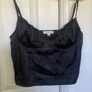 black going out top w/ flower & butterfly print